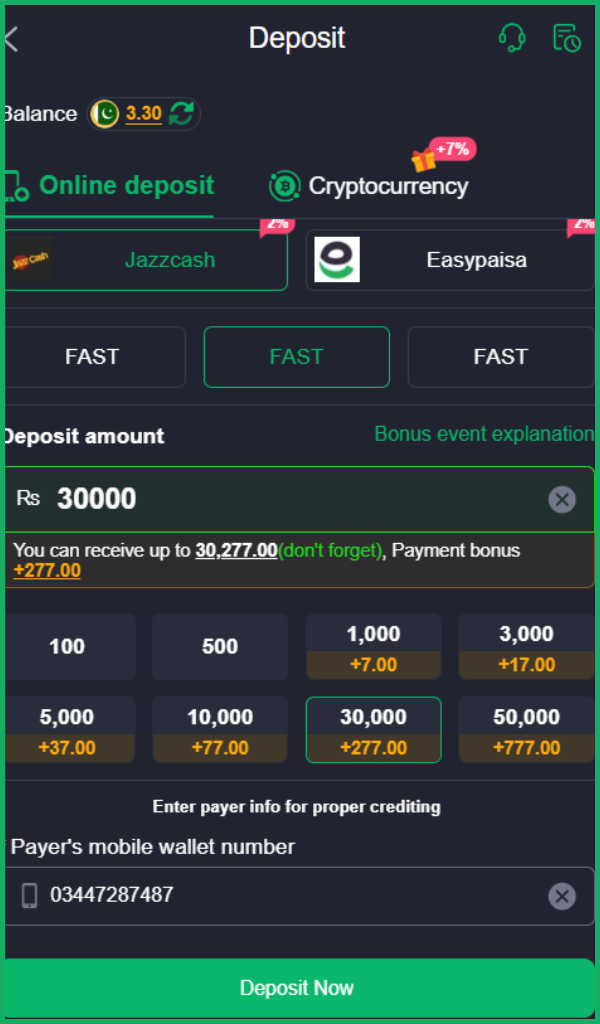Deposit in HQ177 Game